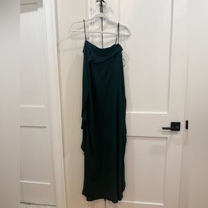 Zara Forest Green Draped Maxi Slip Dress
